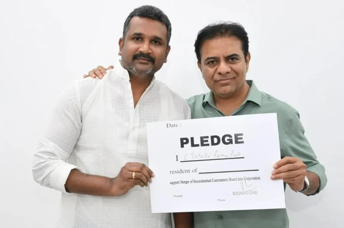 BRS's 1 lakh signature movement for Secunderabad Cantonment merger – KTR becomes the first signatory